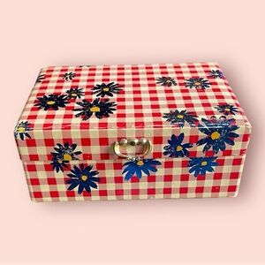 Vintage Hippie Flower Power Decorative Paper Cardboard Jewelry Box Chest